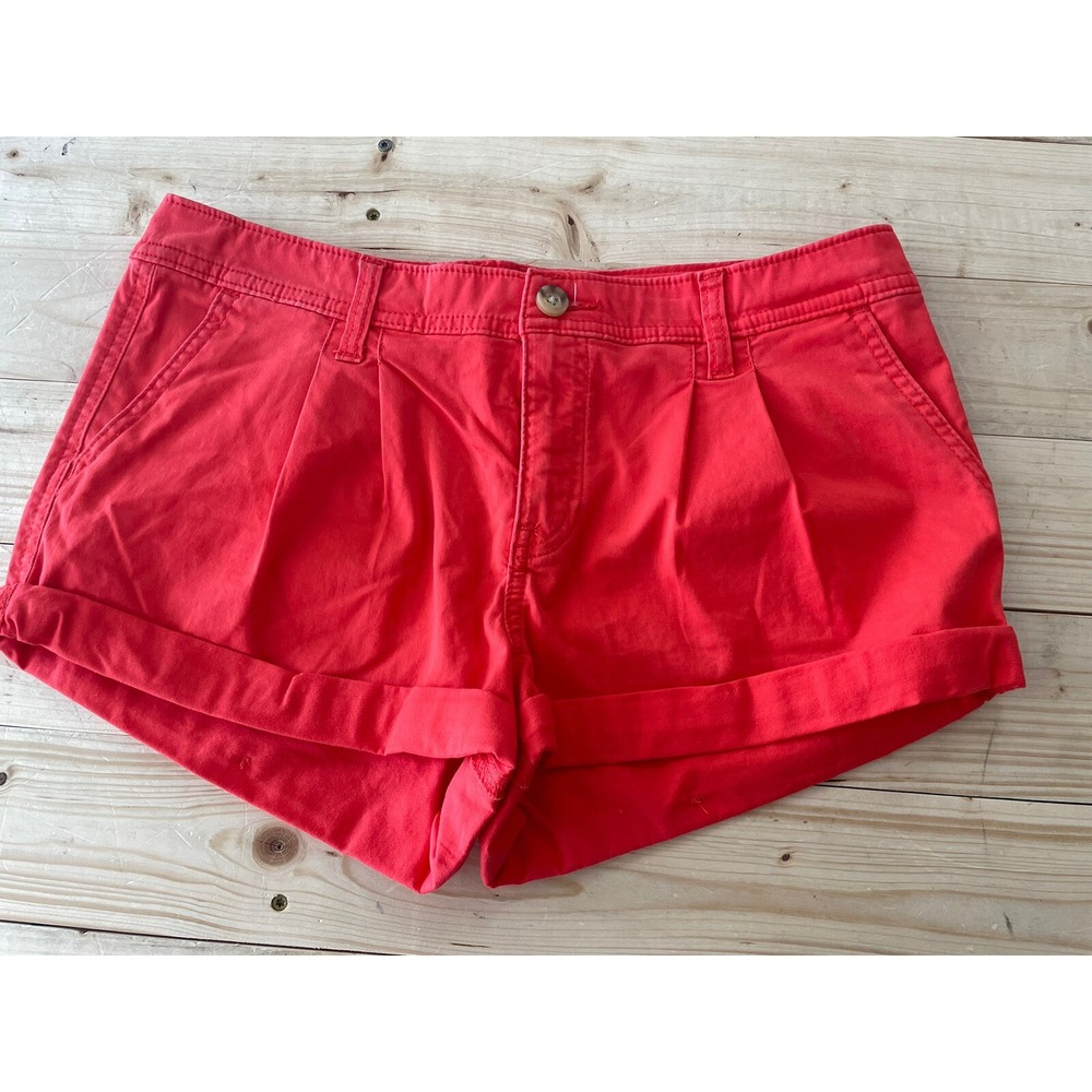 Abercrombie‎ & Fitch Pleated Cuffed Shorts 2 Coral Womans Juniors